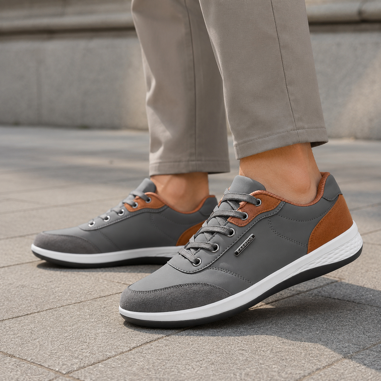 Sneakers Heren Casual – Lage Veterschoenen met Comfort Zool en Suede Look – productaanzicht 3