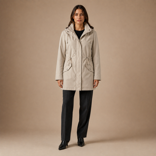 Parka dames met capuchon en verstelbare taille