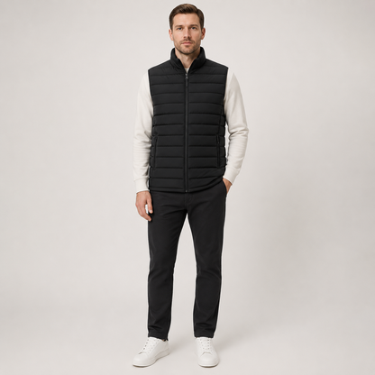 Heren Bodywarmer Gewatteerd - Gilet met Ritszakken en Opstaande Kraag