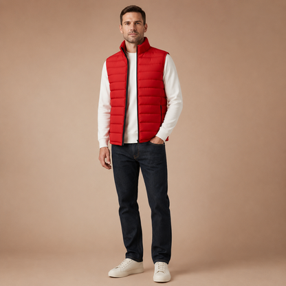 Heren Bodywarmer Gewatteerd - Gilet met Ritszakken en Opstaande Kraag