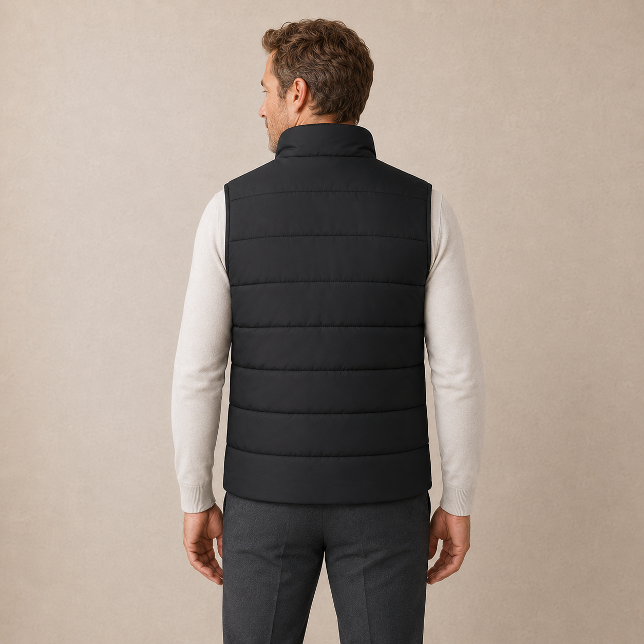 Heren Bodywarmer Gewatteerd - Mouwloos Jack met Ritszakken en Opstaande Kraag