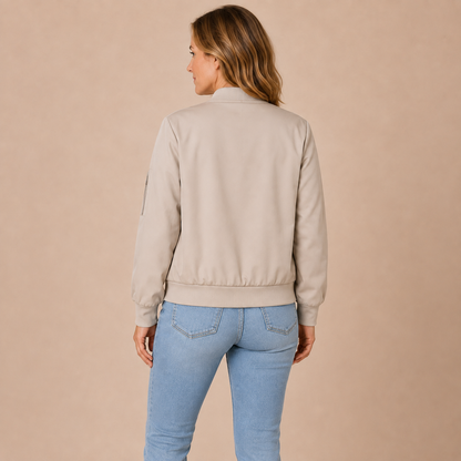Bomberjack Dames Casual – Korte Tussenjas met Rits en Mouwzak – productaanzicht 3
