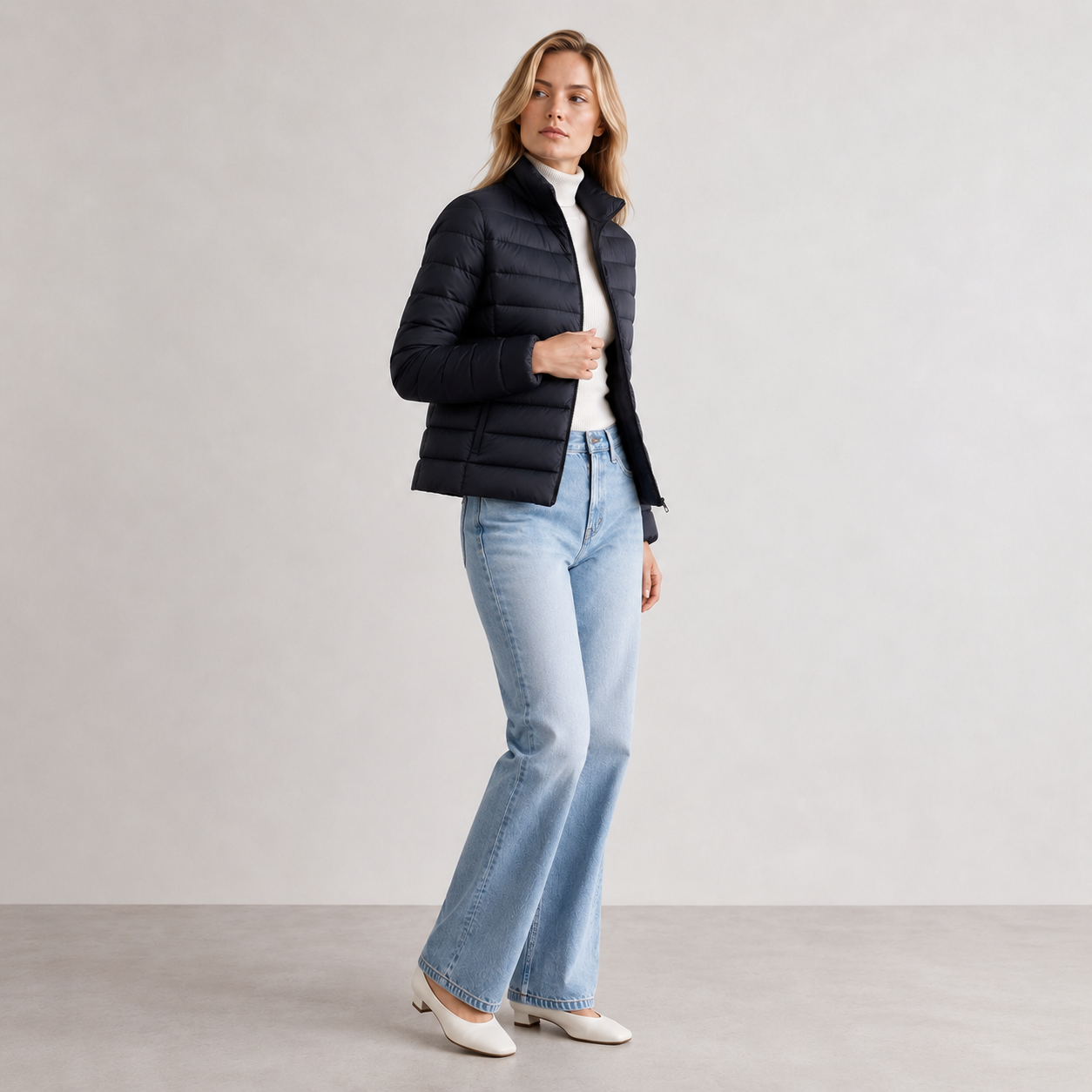 Tussenjas Dames Gewatteerd – Puffer Jas met Rits en Opstaande Kraag – productaanzicht 6