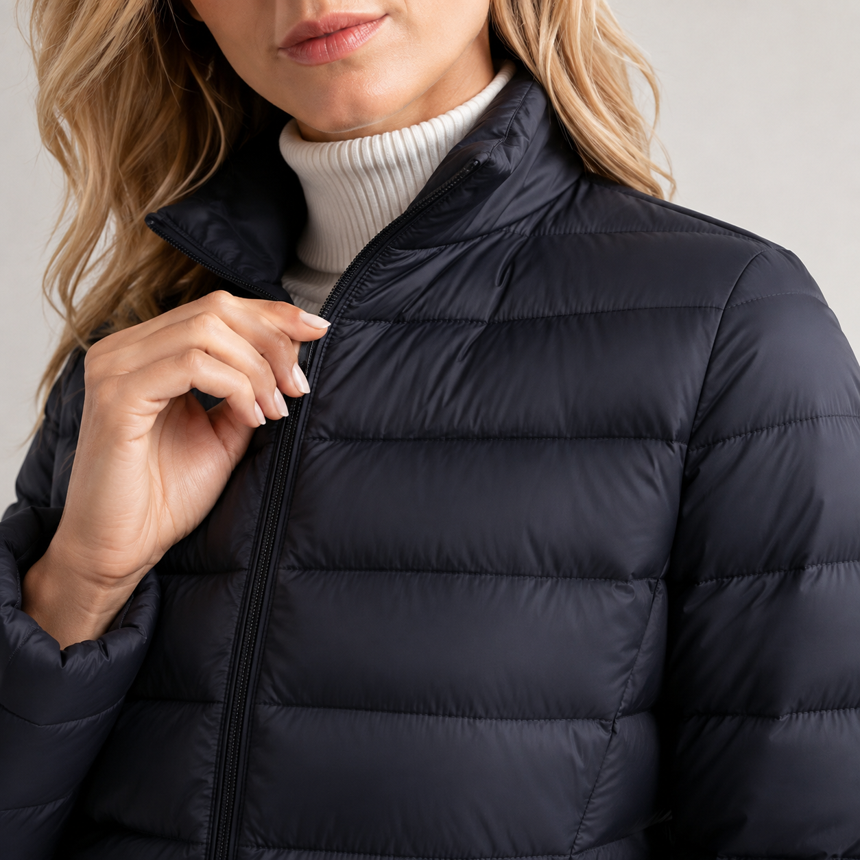 Tussenjas Dames Gewatteerd – Puffer Jas met Rits en Opstaande Kraag – productaanzicht 8
