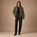 Oversized tussenjas dames in suèdelook met ritssluiting