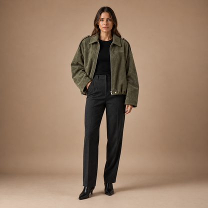 Oversized tussenjas dames in suèdelook met ritssluiting
