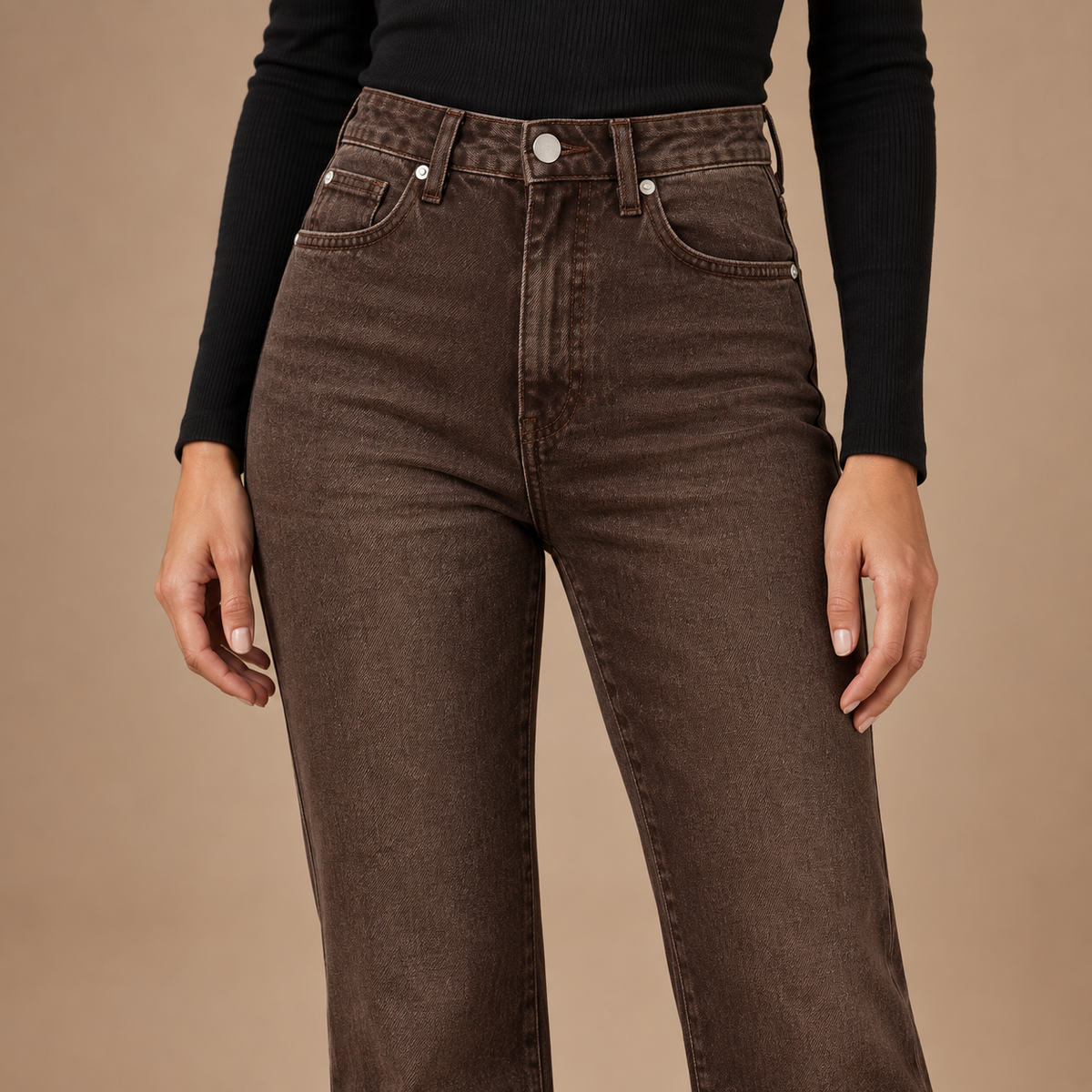 Flared jeans dames met hoge taille en gewassen afwerking