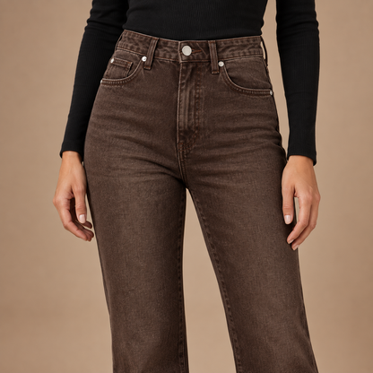Flared jeans dames met hoge taille en gewassen afwerking