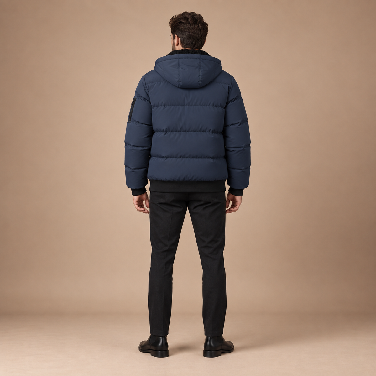Winterjas heren met capuchon en pluche voering