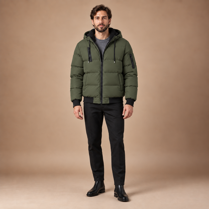 Winterjas heren met capuchon en pluche voering