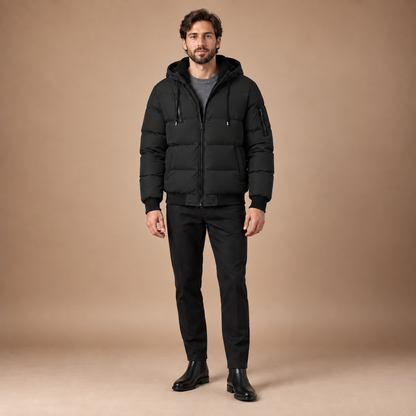 Winterjas heren met capuchon en pluche voering