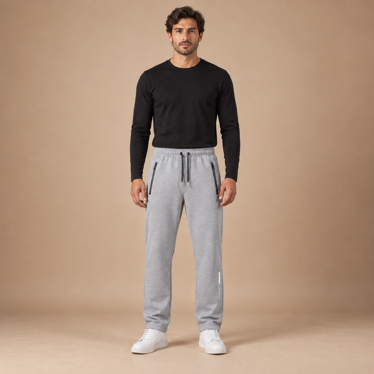 Joggingbroek heren met rechte pijpen en ritszakken
