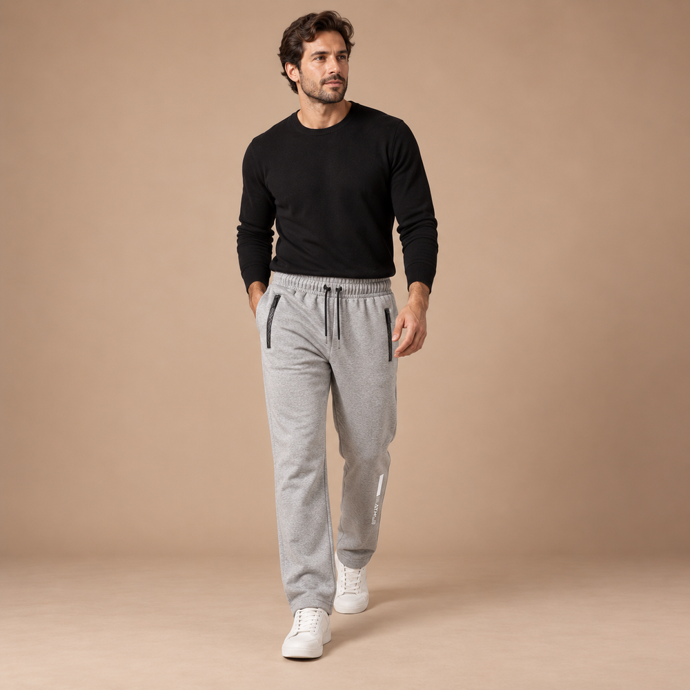 Joggingbroek heren met rechte pijpen en ritszakken