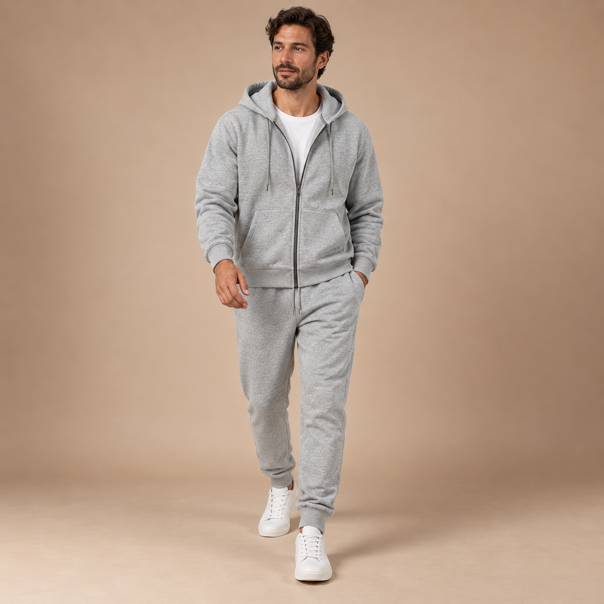 Joggingpak heren tweedelig met vest, capuchon en broek