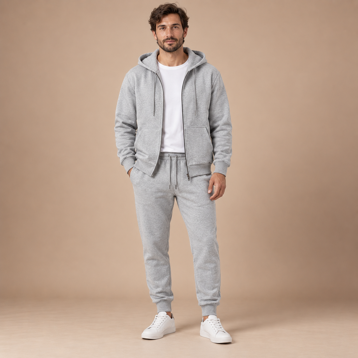 Joggingpak heren tweedelig met vest, capuchon en broek