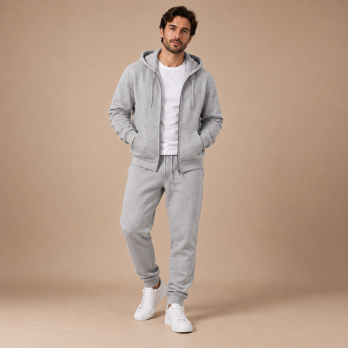 Joggingpak heren tweedelig met vest, capuchon en broek