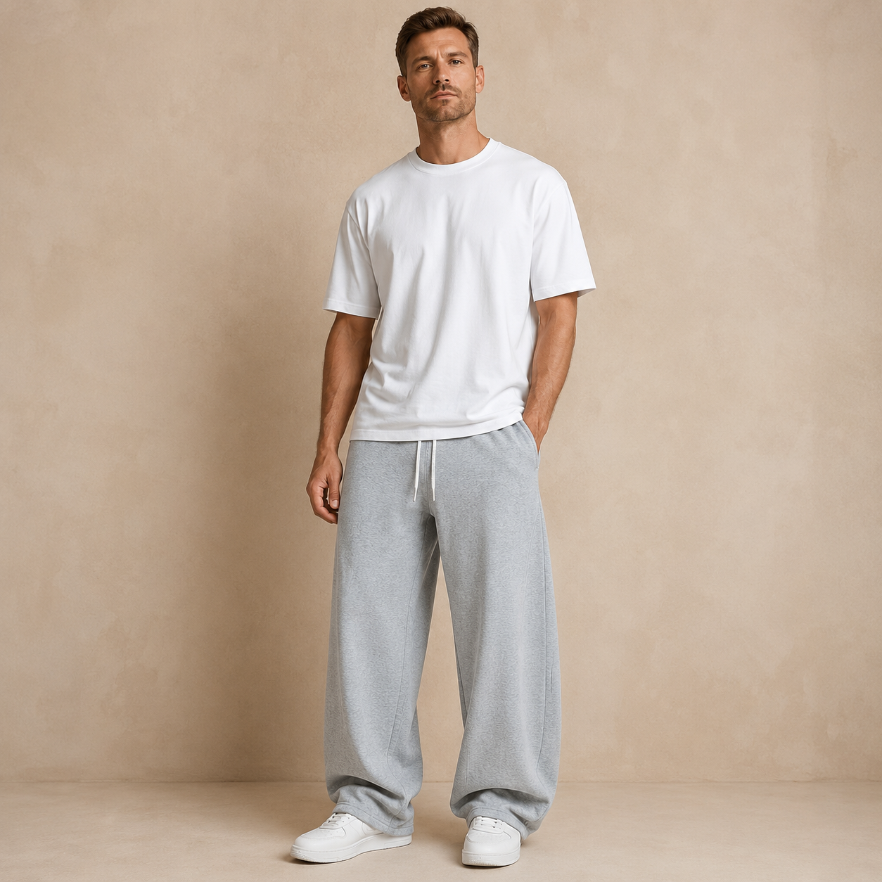 Joggingbroek Heren Casual - Wijde Sweatpants met Trekkoord en Rechte Pijp