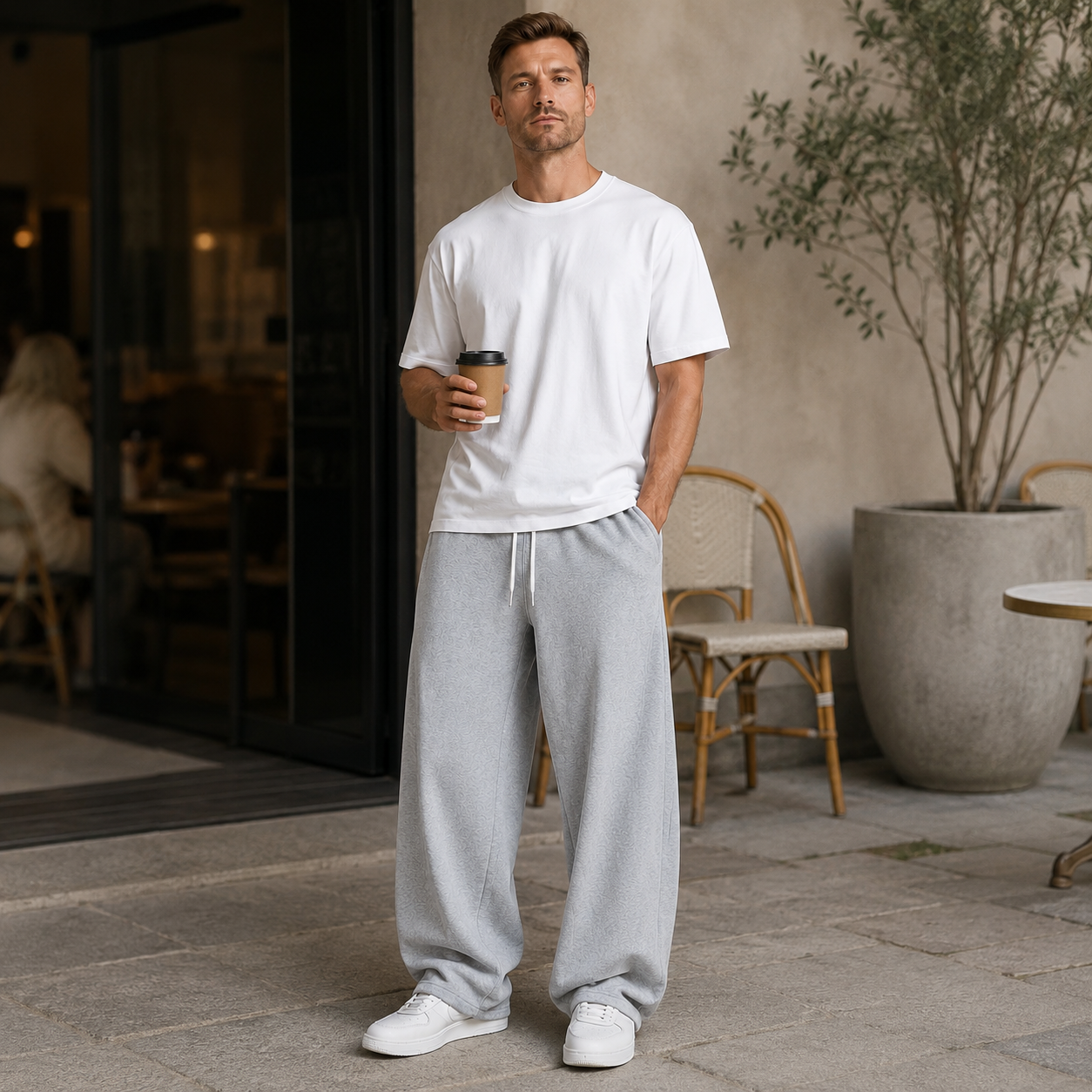 Joggingbroek Heren Casual - Wijde Sweatpants met Trekkoord en Rechte Pijp