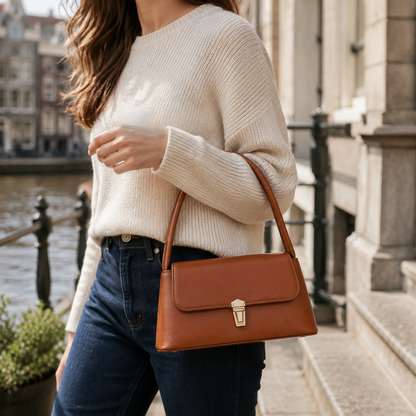 Handtas Dames - Schoudertas met Flap en Gouden Sluiting