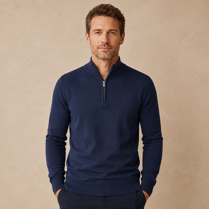 Trui Heren Half Zip - Pullover met Rits en Hoge Kraag