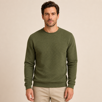 Trui Heren Gewatteerd - Sweater met Ronde Hals en Lange Mouwen