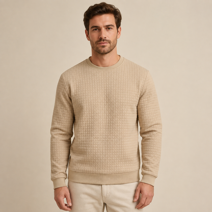 Trui Heren Gewatteerd - Sweater met Ronde Hals en Lange Mouwen