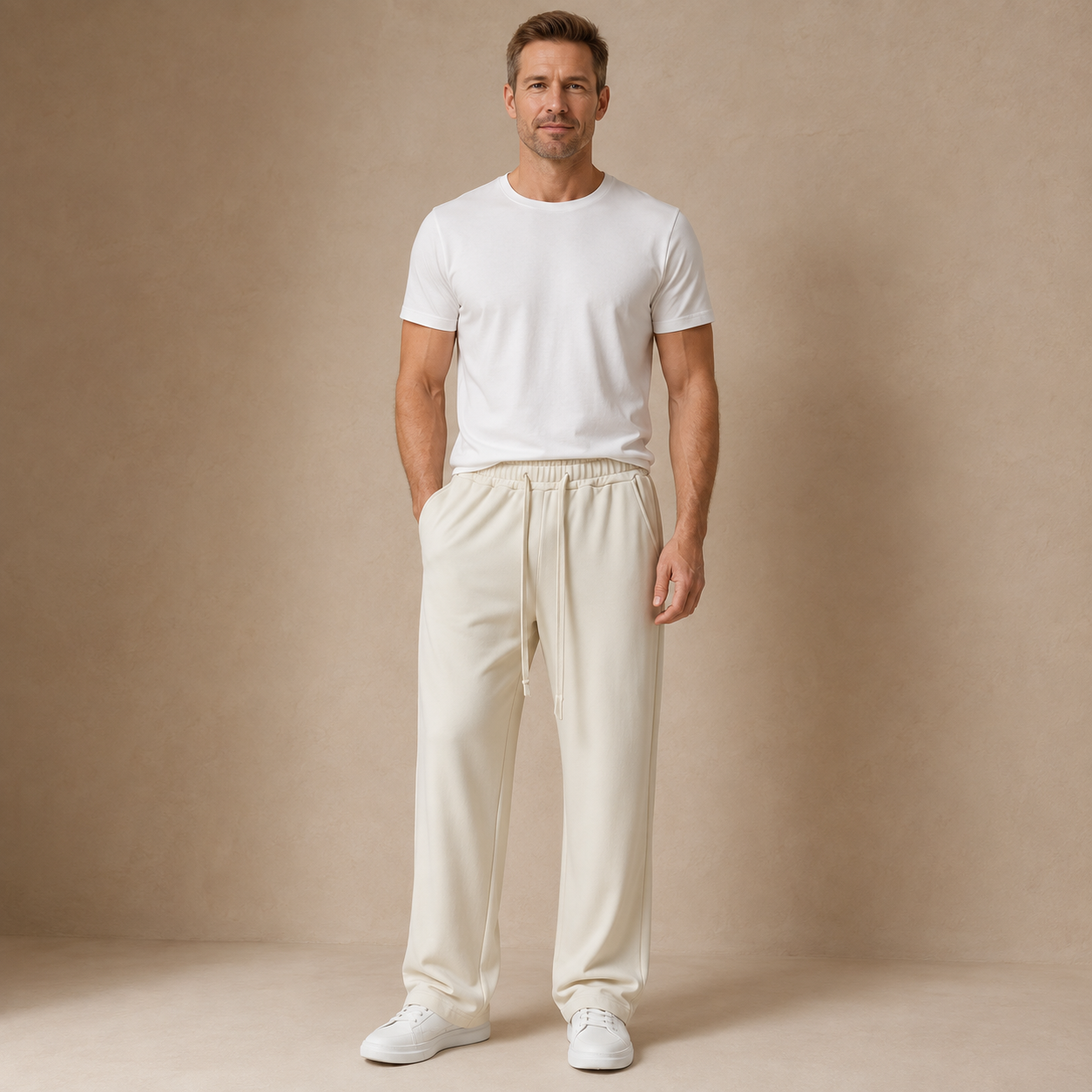 Joggingbroek Heren Casual – Sweatpants met Trekkoord Zijzakken en Rechte Pijp – productafbeelding