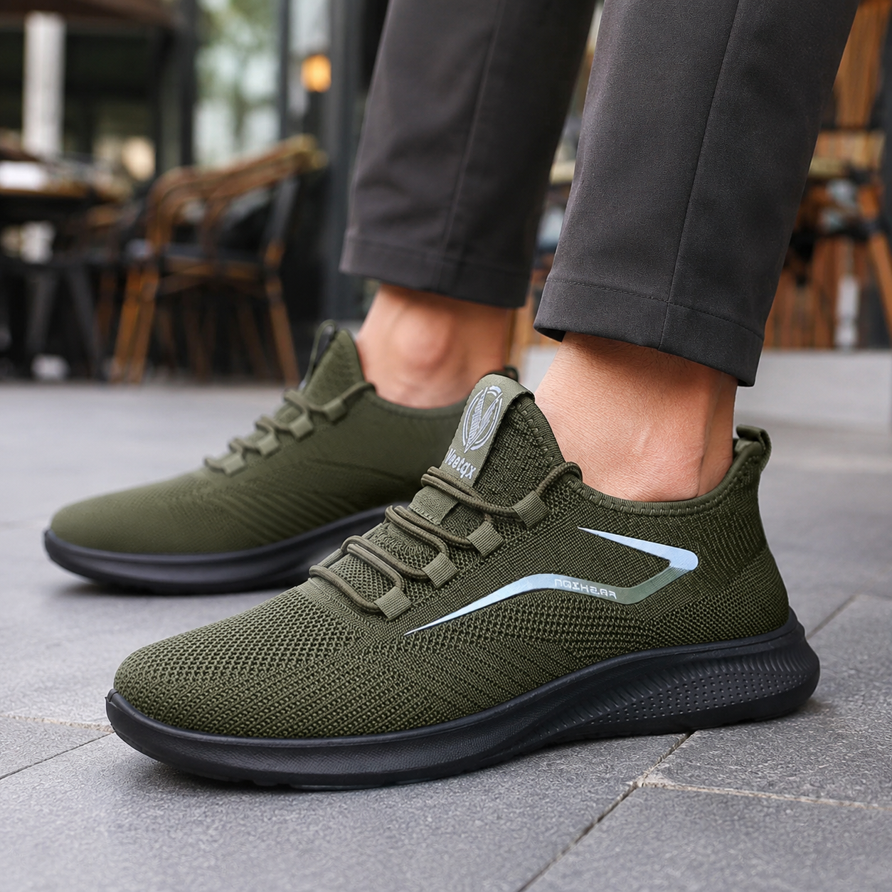 Sneakers Heren Ademend – Lage Instap Schoenen met Knit Bovenwerk en Flexibele Zool – productaanzicht 3