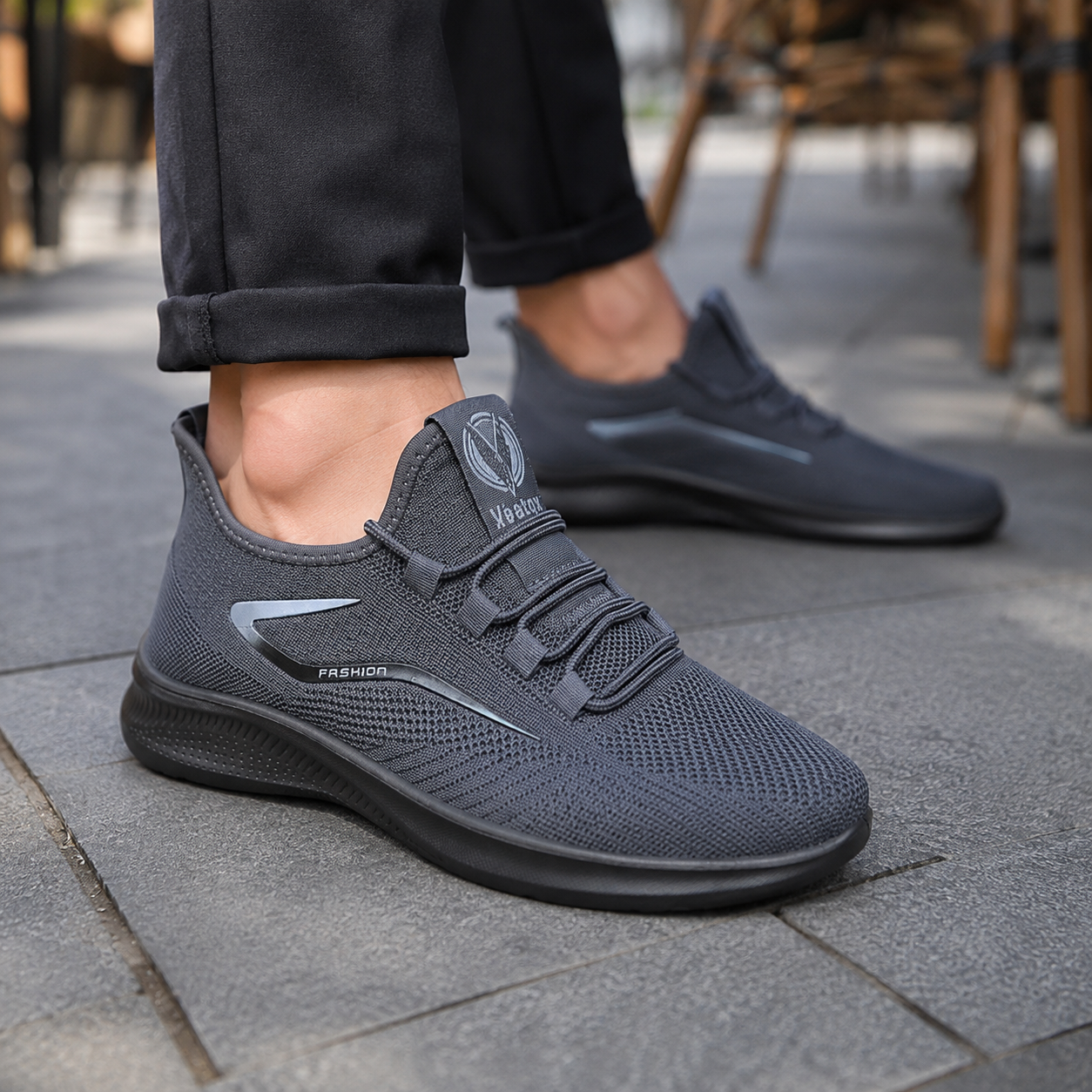 Sneakers Heren Ademend – Lage Instap Schoenen met Knit Bovenwerk en Flexibele Zool – productaanzicht 2