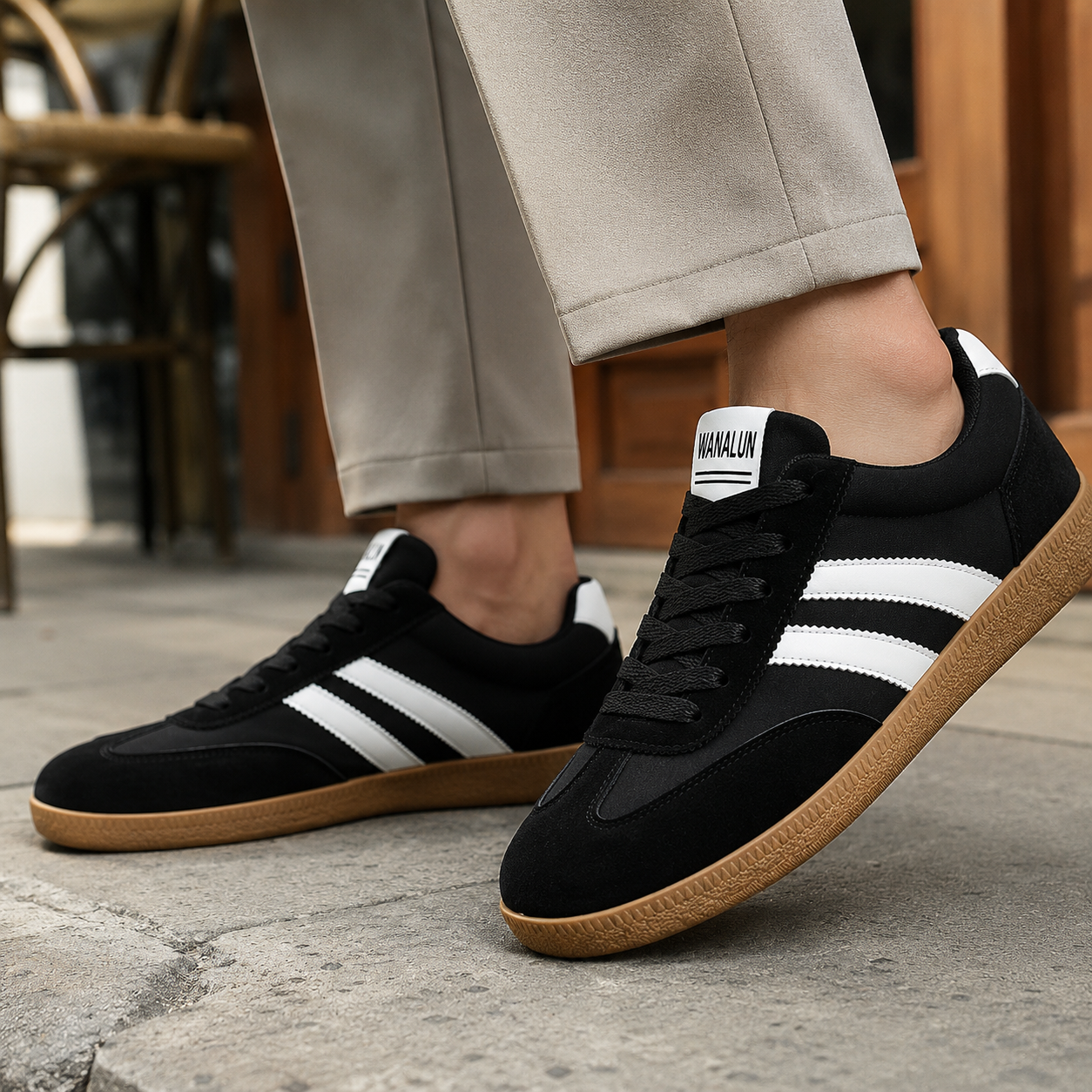 Sneakers Heren Retro – Lage Veterschoenen met Suede Look en Gum Zool – productaanzicht 6
