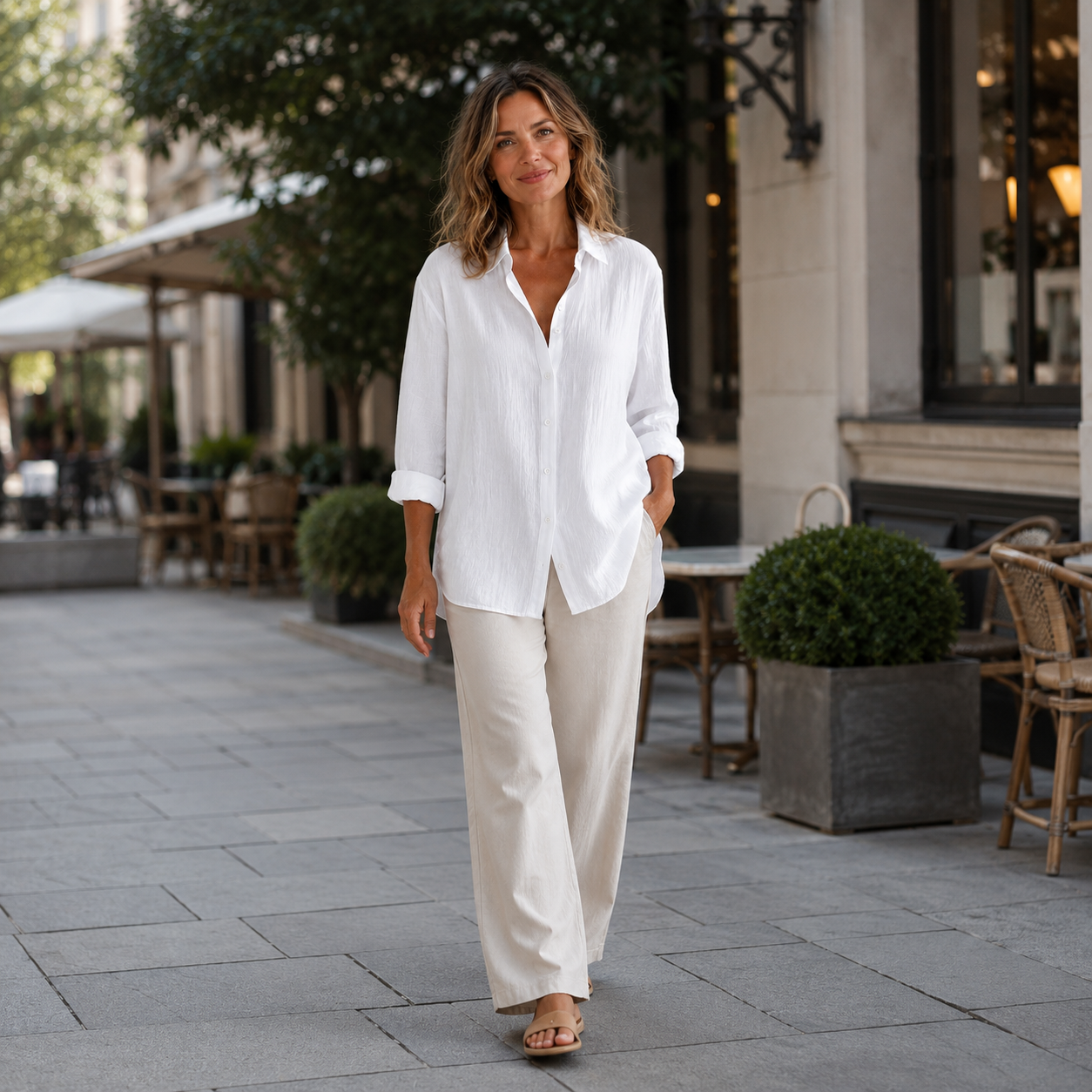 Dames Blouse Lange Mouw – Lange Blouse met Kraag en Knoopsluiting