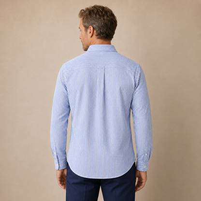 Heren Overhemd Lange Mouw – Gestreept Casual Shirt met Kraag en Knopen