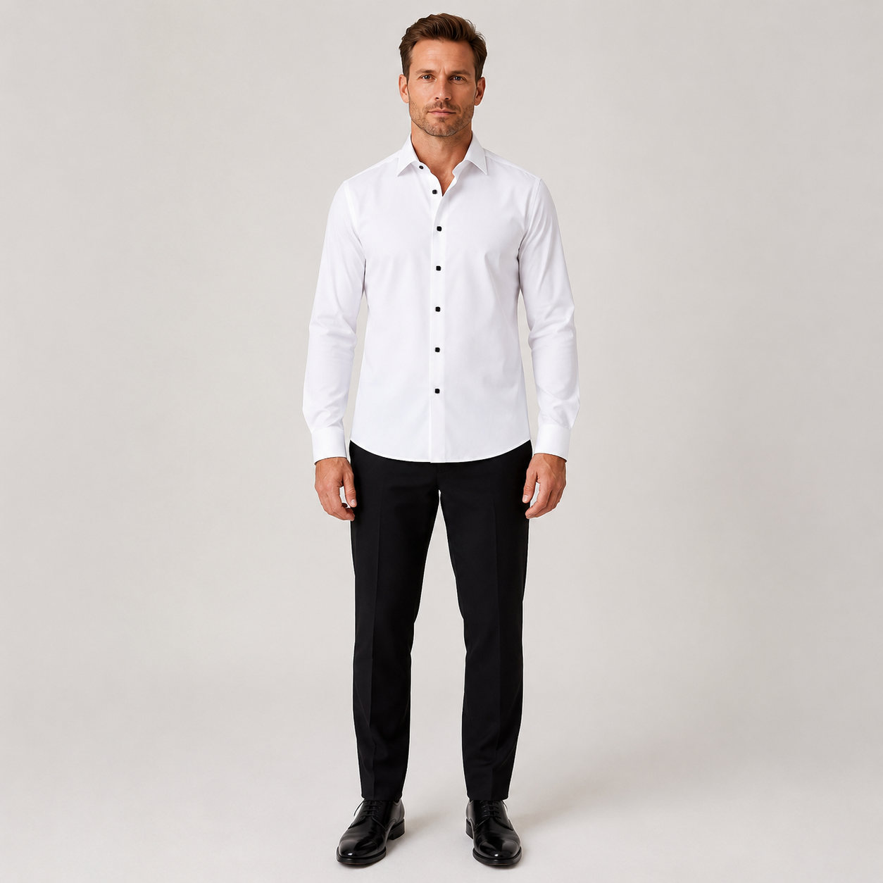 Heren Overhemd Slim Fit – Lange Mouw, Klassieke Kraag en Knoopsluiting