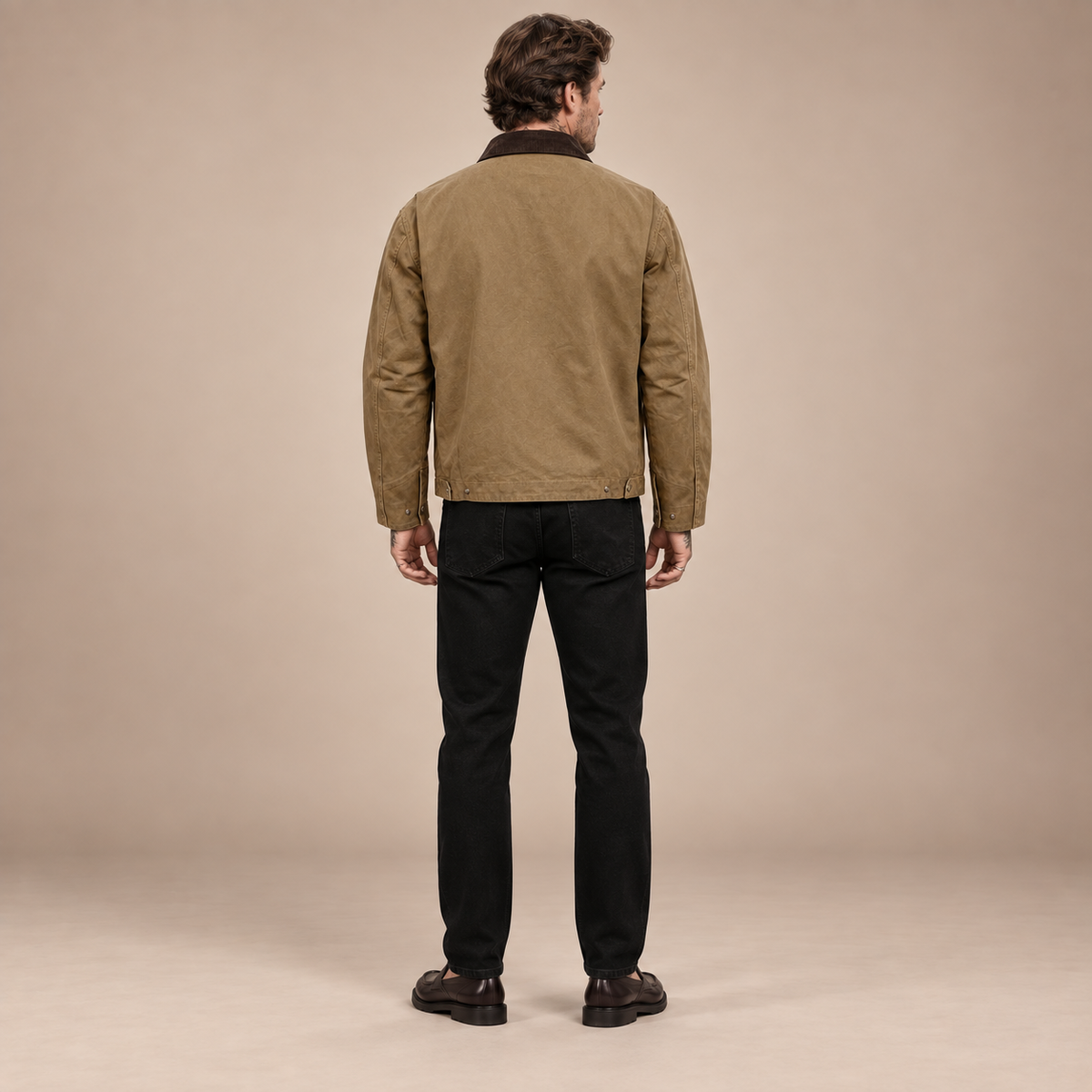Detroit Jas Heren Washed – Cargo Jack met Reverskraag en Rits