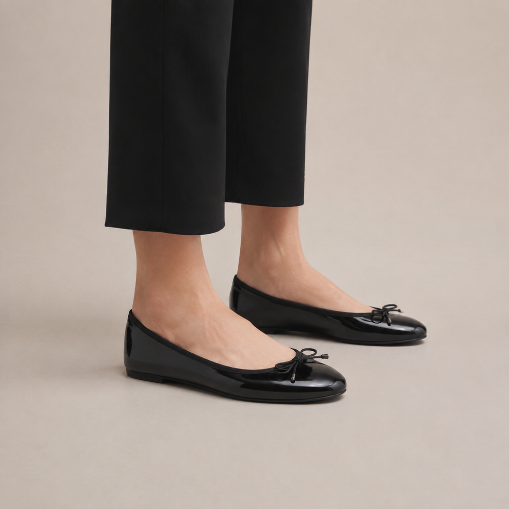 Ballerina Dames Lak - Platte Schoenen met Strik en Comfort Zool