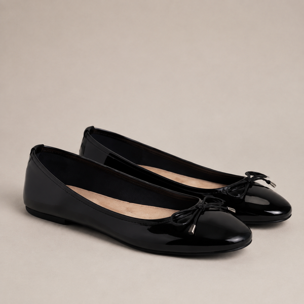 Ballerina Dames Lak - Platte Schoenen met Strik en Comfort Zool