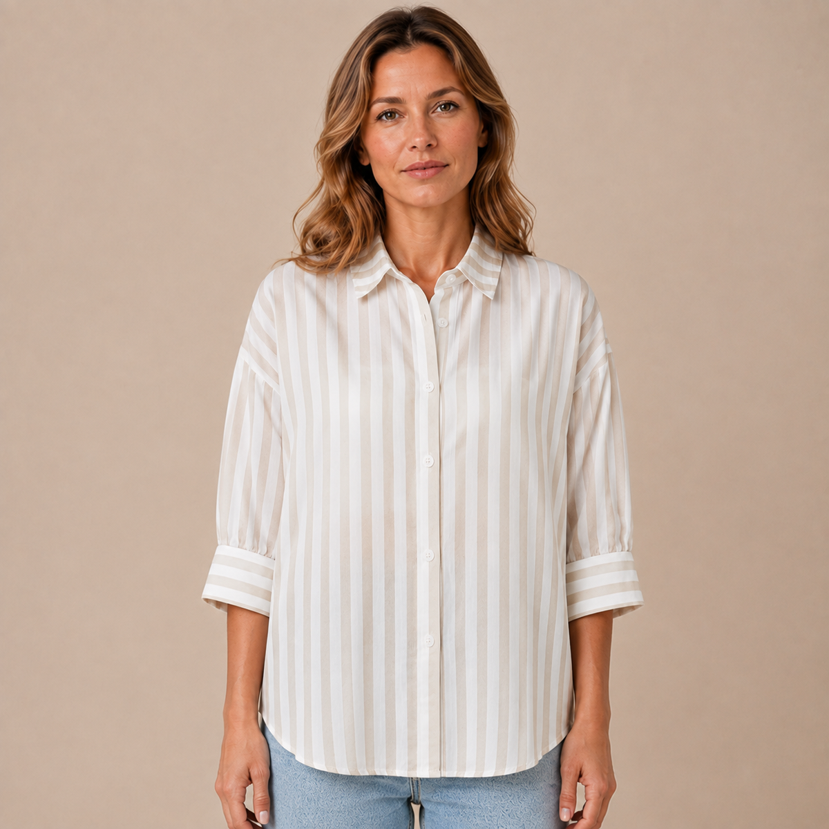 Blouse Dames Gestreept - Luchtige Overhemdblouse met Knopen