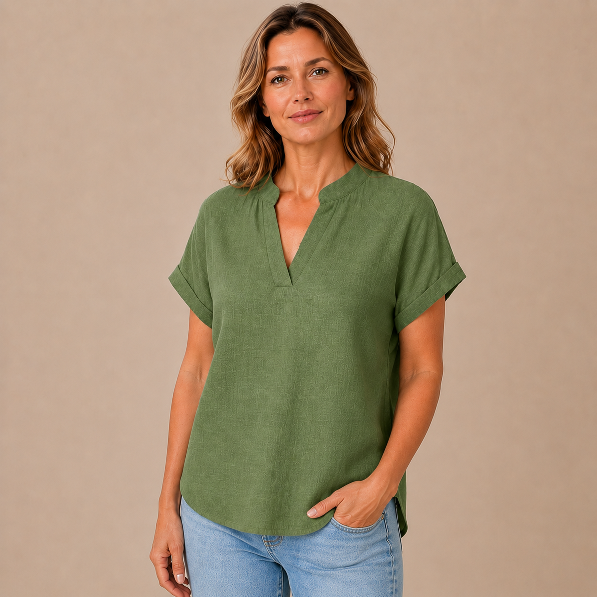 Blouse Dames Luchtig - V-Hals Top met Korte Mouwen