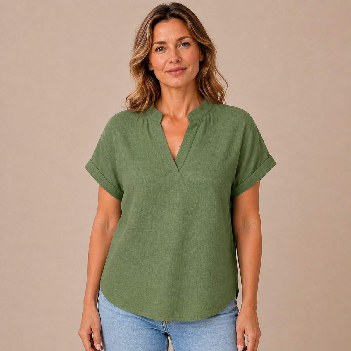Blouse Dames Luchtig - V-Hals Top met Korte Mouwen