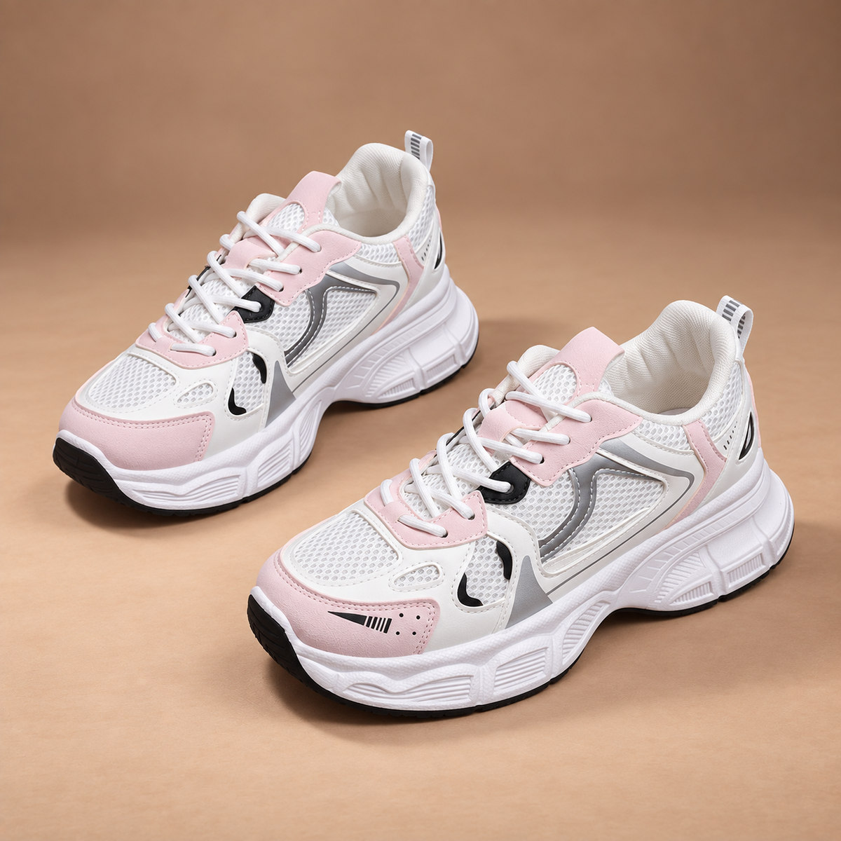 Roze chunky sneakers voor dames – voorkant