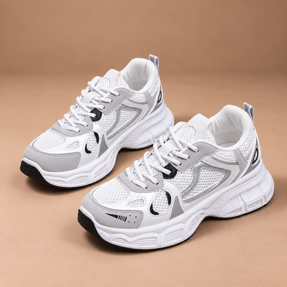 Witte chunky sneakers voor dames – voorkant