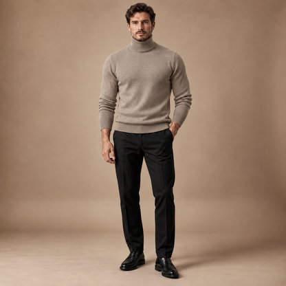 Coltrui heren beige volledige outfit studio pose