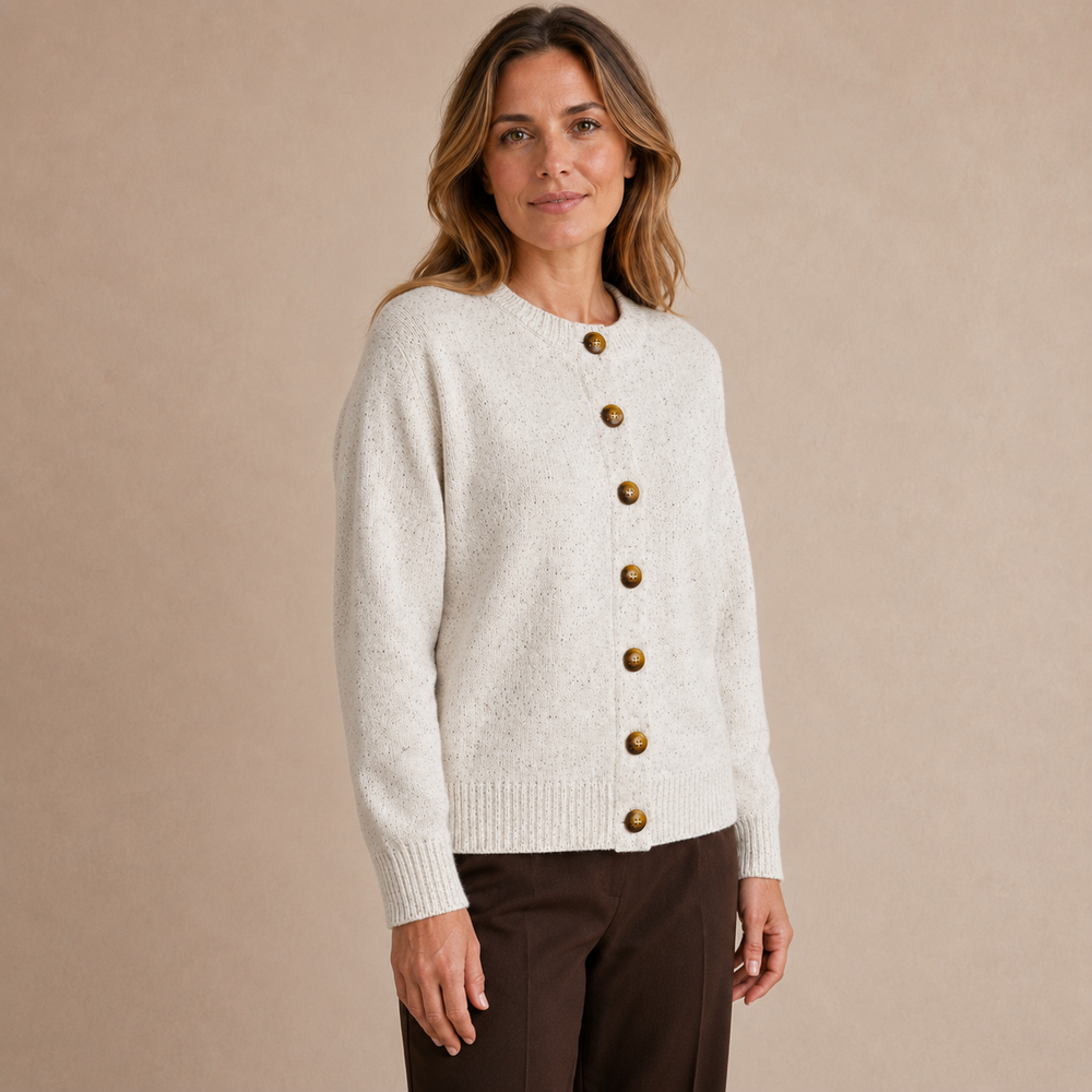 Vest Dames Gebreid - Cardigan met Knopen, Ronde Hals en Lange Mouwen
