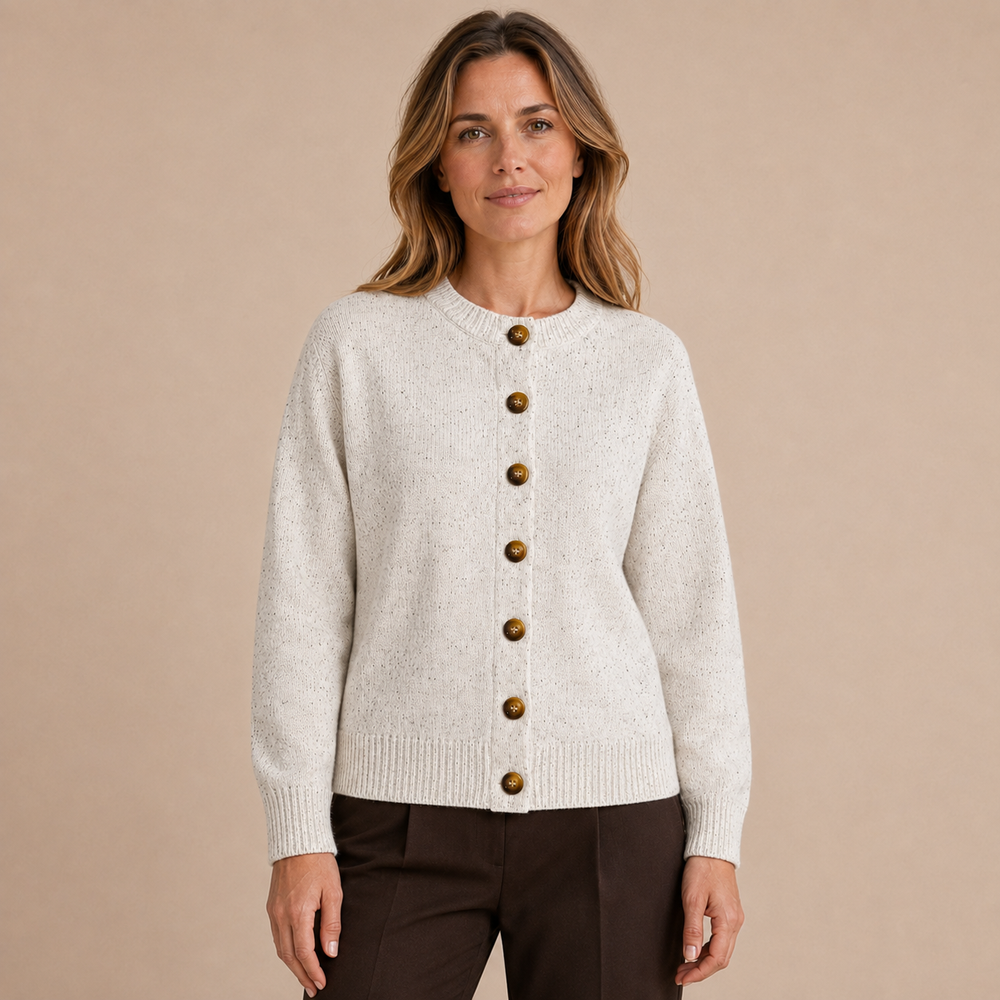 Vest Dames Gebreid - Cardigan met Knopen, Ronde Hals en Lange Mouwen