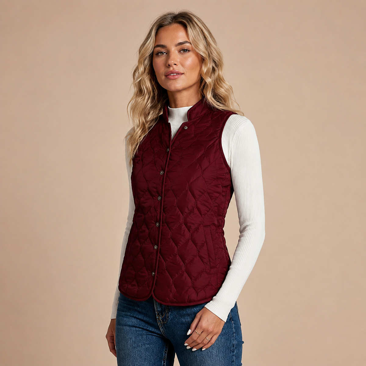 Gilet Dames Gewatteerd – Warme Bodywarmer met Teddyvoering en Drukknopen