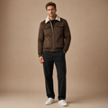 Bruine Winterjas Heren met Teddyvoering – Suèdelook Blouson
