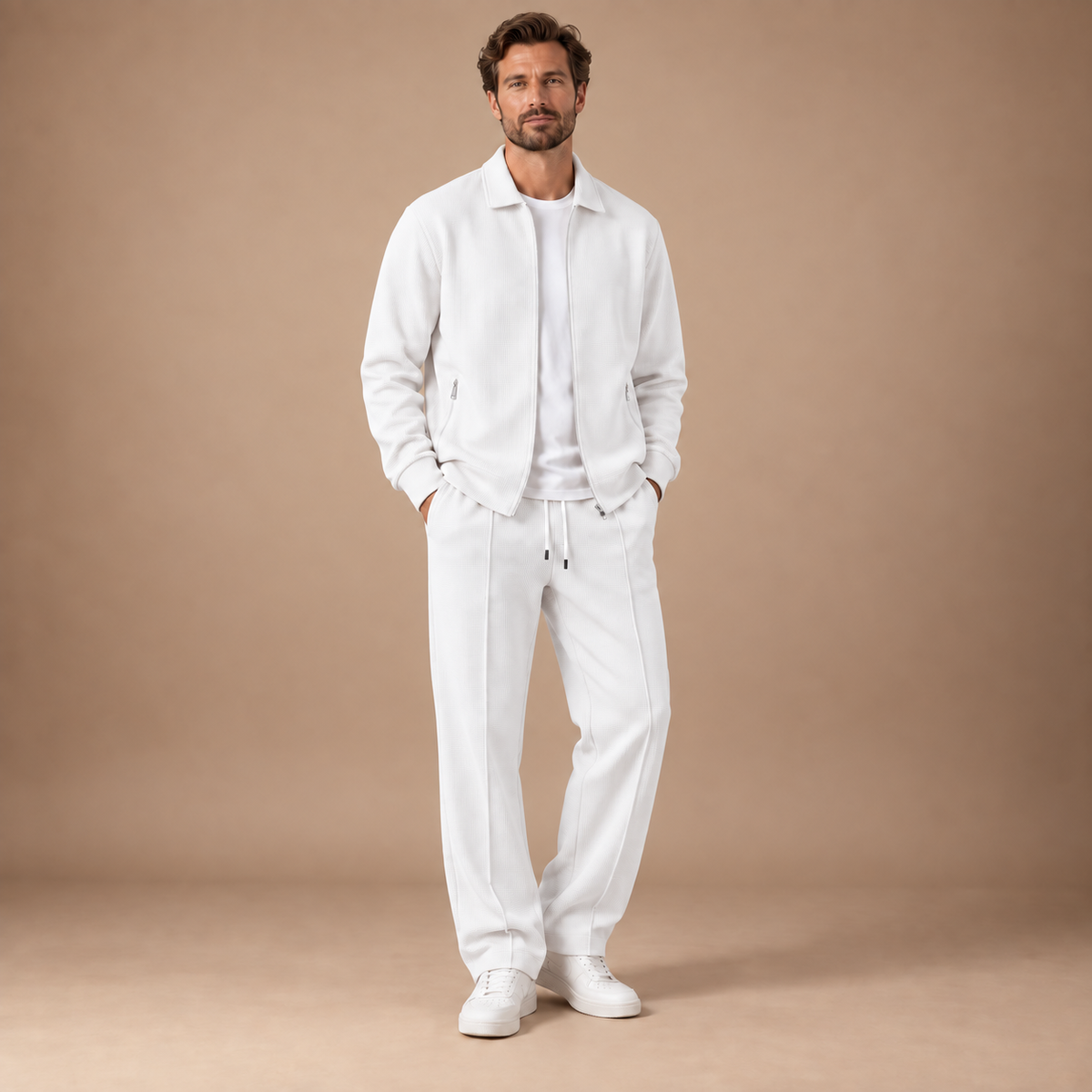 Huispak heren 2-delig wit met vest en broek
