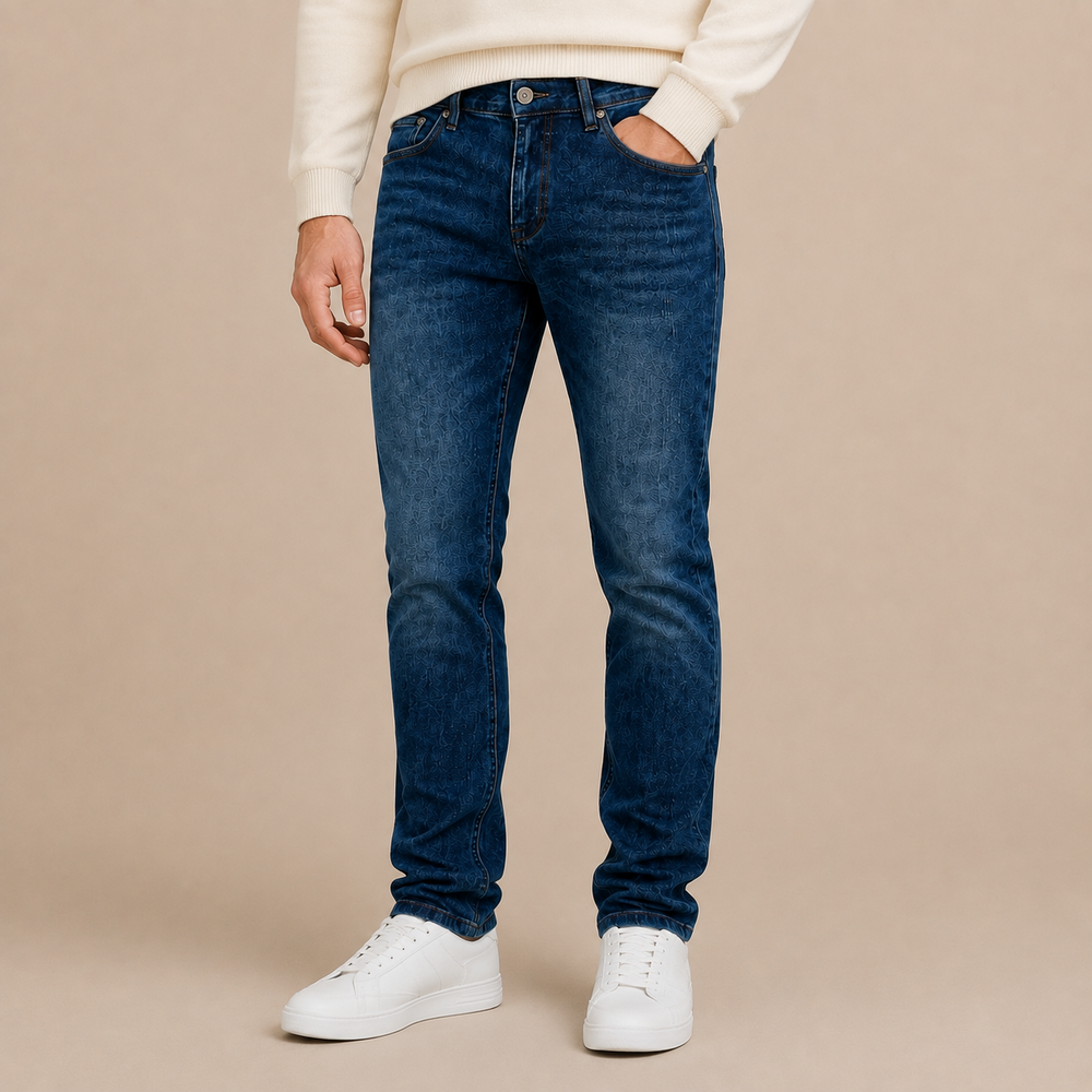 Jeans Heren Slim Fit - Stretch Spijkerbroek met Rechte Pijpen en Vijf Zakken