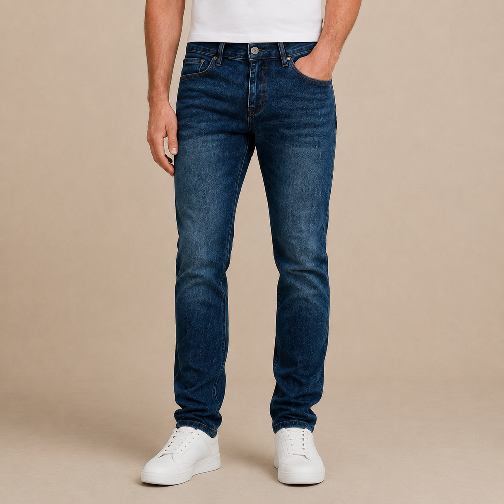 Jeans Heren Slim Fit - Stretch Spijkerbroek met Rechte Pijpen en Vijf Zakken