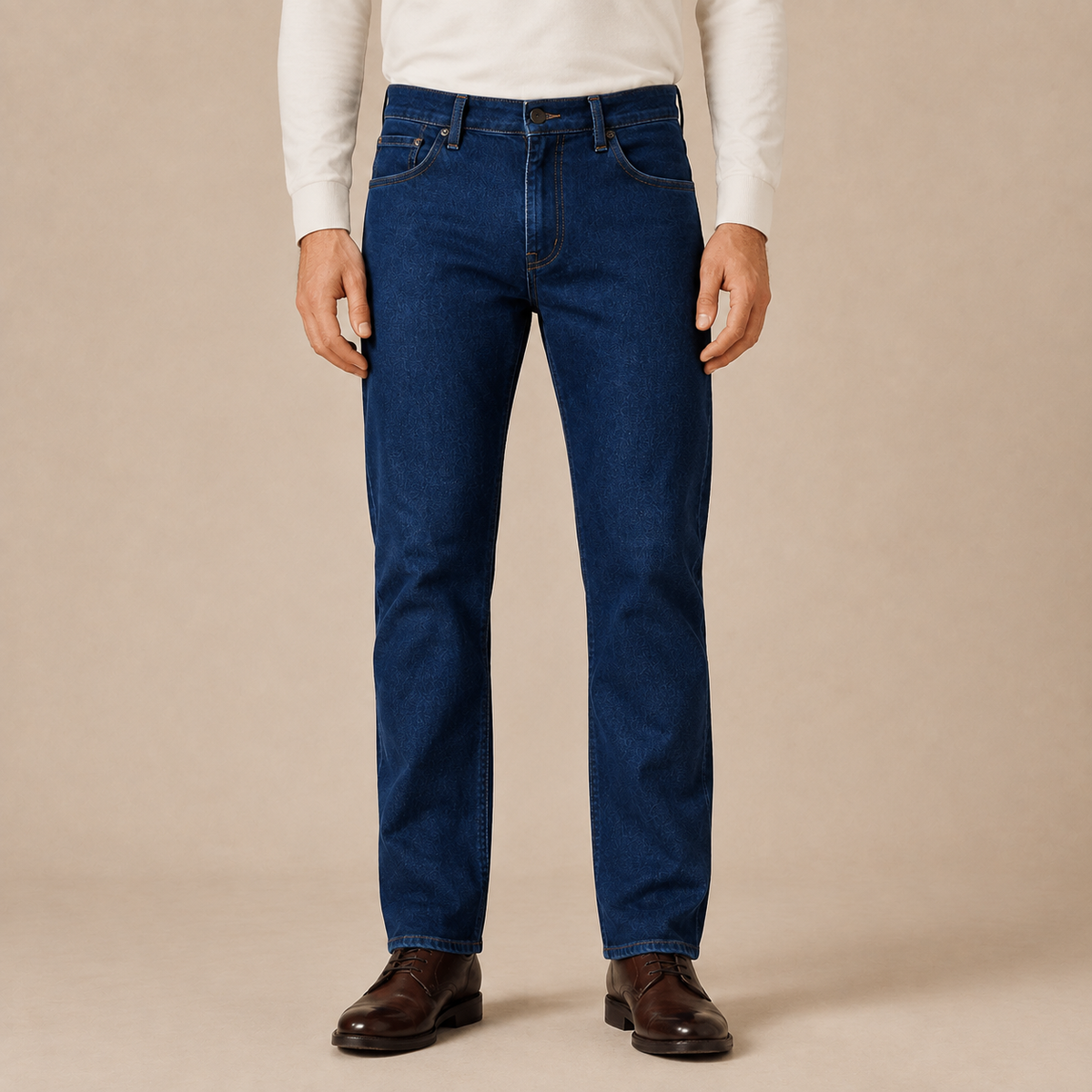 Jeans heren slim straight van stretch denim met rechte pijpen